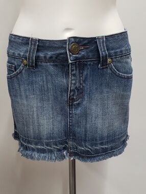 Hurley Denim Mini Skirt Women's Size 1 Frayed Hem